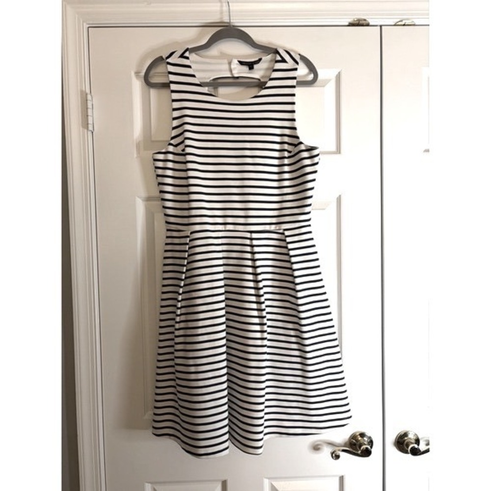 Felicity & Coco Fit Flare Dress Womens XL White Navy Striped Cutout Beach Summer